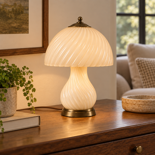 Tovelyq AmberMushroom Vintage Glass Mushroom Table Lamp product view