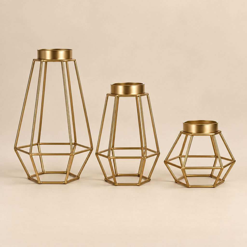 Tovelyq GeoFlame Metal Geometric Candleholder Set product view