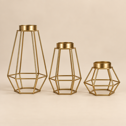 Tovelyq GeoFlame Metal Geometric Candleholder Set product view