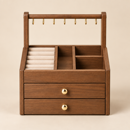Tovelyq WalnutKeepsake Multi-Layer Wooden Jewelry Organizer Box product view